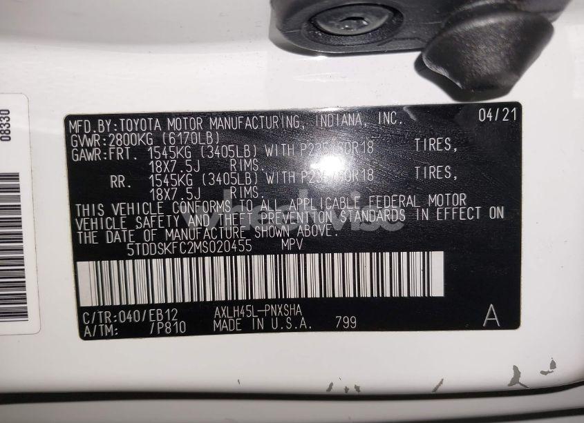 Photo 9 of 2021 Toyota Sienna XSE (VIN 5TDDSKFC2MS020455)