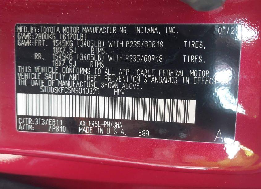 Photo 9 of 2021 Toyota Sienna XSE (VIN 5TDDSKFC5MS010325)