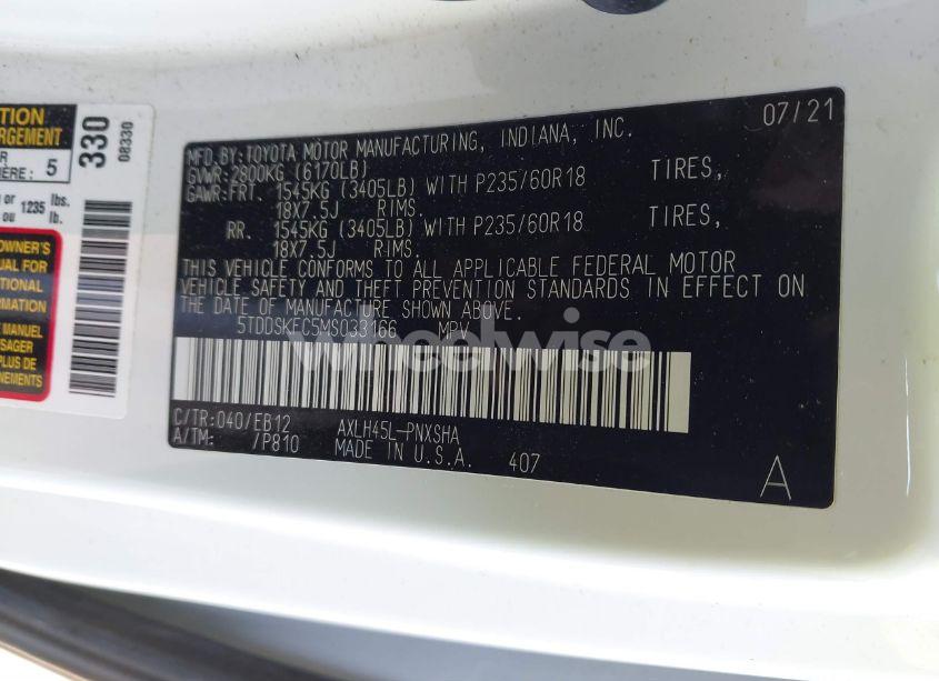 Photo 9 of 2021 Toyota Sienna XSE (VIN 5TDDSKFC5MS033166)