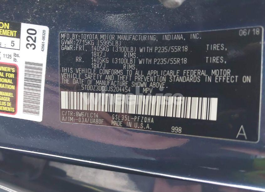 Photo 9 of 2018 Toyota Sienna XLE 7 PASSENGER (VIN 5TDDZ3DC0JS204454)