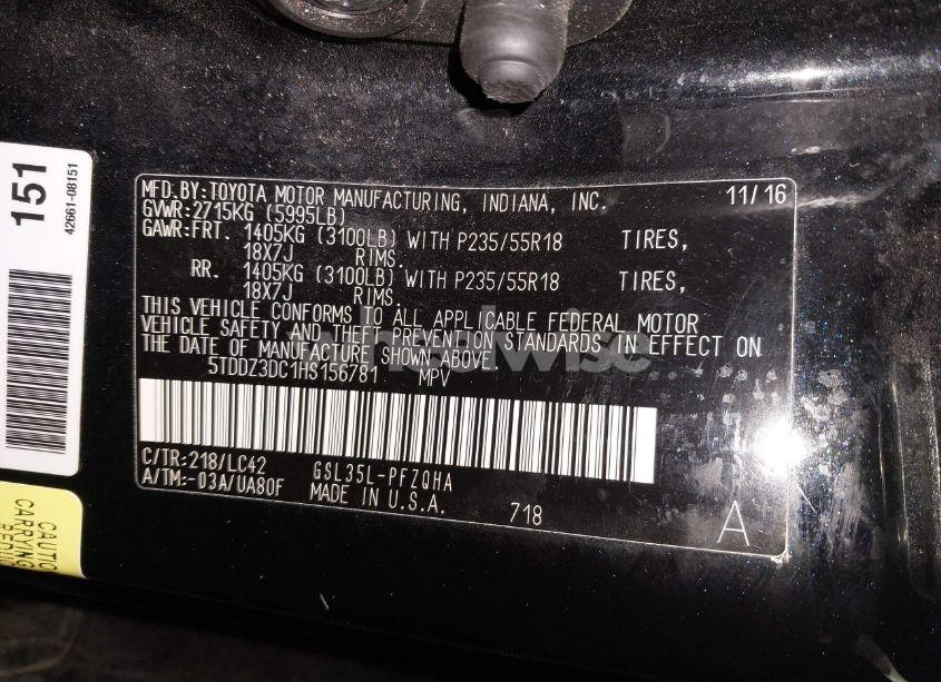 Photo 9 of 2017 Toyota Sienna XLE/LIMITED (VIN 5TDDZ3DC1HS156781)