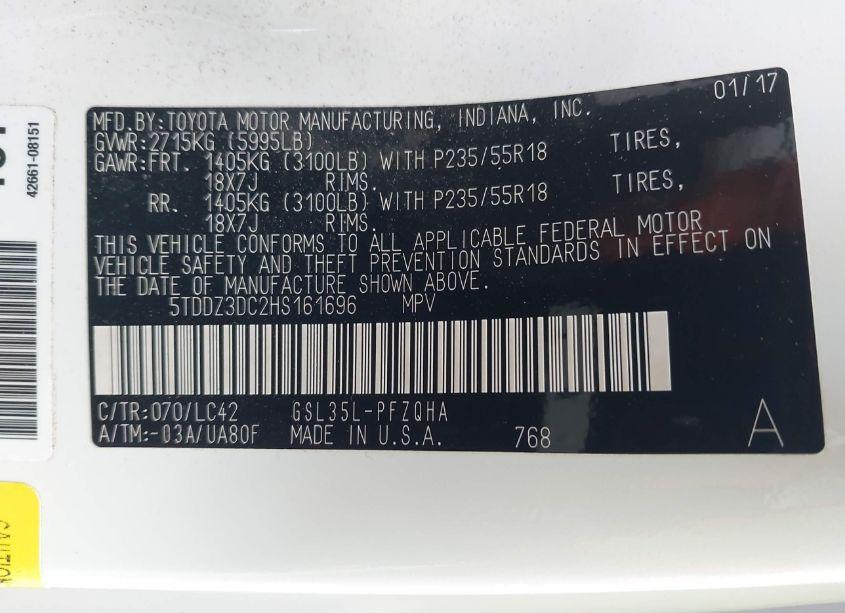 Photo 9 of 2017 Toyota Sienna XLE/LIMITED (VIN 5TDDZ3DC2HS161696)