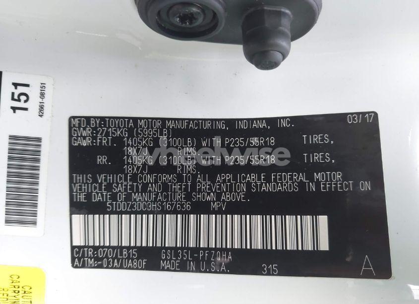 Photo 9 of 2017 Toyota Sienna LIMITED PREMIUM 7 PASSENGER (VIN 5TDDZ3DC3HS167636)