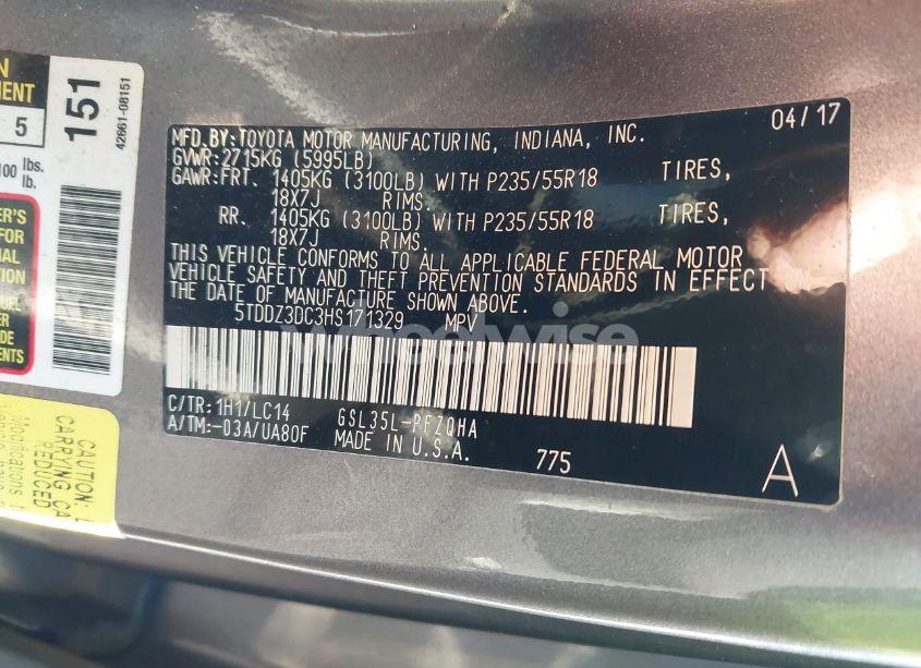 Photo 9 of 2017 Toyota Sienna XLE/LIMITED (VIN 5TDDZ3DC3HS171329)