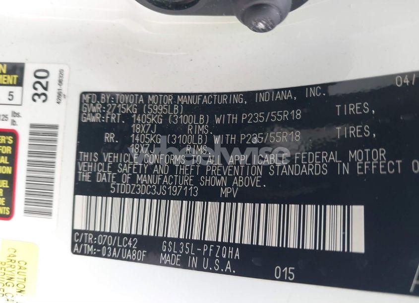 Photo 9 of 2018 Toyota Sienna XLE/XLE PREMIUM/LIMITED/LIMITED PREMIUM (VIN 5TDDZ3DC3JS197113)