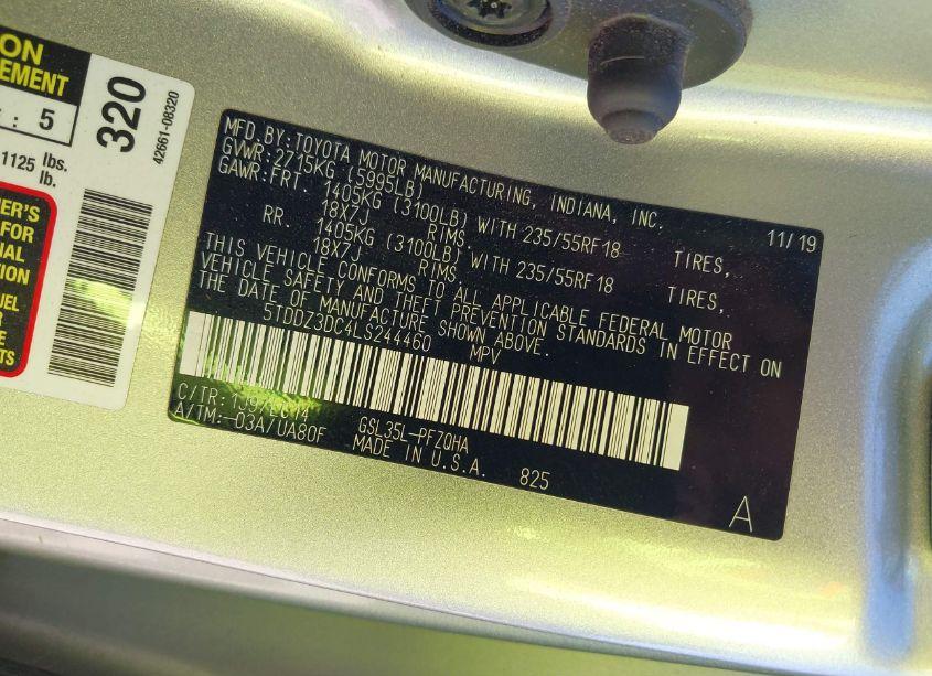 Photo 9 of 2020 Toyota Sienna XLE PREMIUM (VIN 5TDDZ3DC4LS244460)