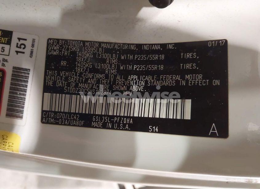 Photo 9 of 2017 Toyota Sienna XLE 7 PASSENGER (VIN 5TDDZ3DC5HS162874)