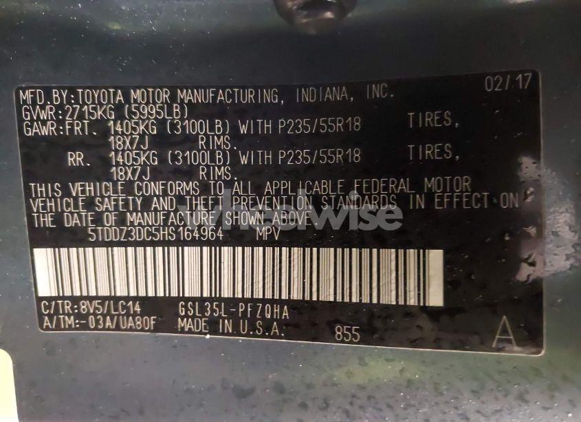 Photo 9 of 2017 Toyota Sienna XLE/LIMITED (VIN 5TDDZ3DC5HS164964)