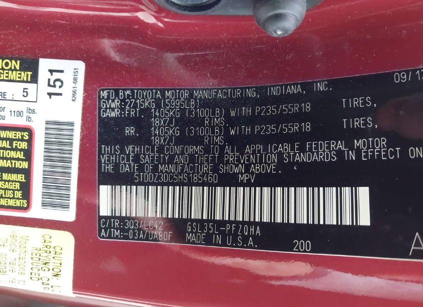 Photo 9 of 2017 Toyota Sienna XLE 7 PASSENGER (VIN 5TDDZ3DC5HS185460)