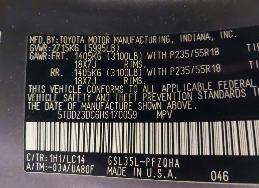 Photo 9 of 2017 Toyota Sienna XLE/LIMITED (VIN 5TDDZ3DC6HS170059)