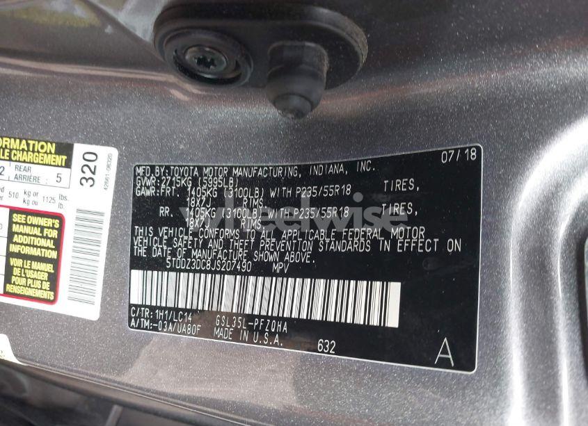 Photo 9 of 2018 Toyota Sienna XLE/XLE PREMIUM/LIMITED/LIMITED PREMIUM (VIN 5TDDZ3DC8JS207490)