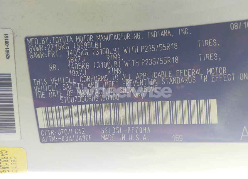 Photo 9 of 2017 Toyota Sienna XLE/LIMITED (VIN 5TDDZ3DC9HS150100)