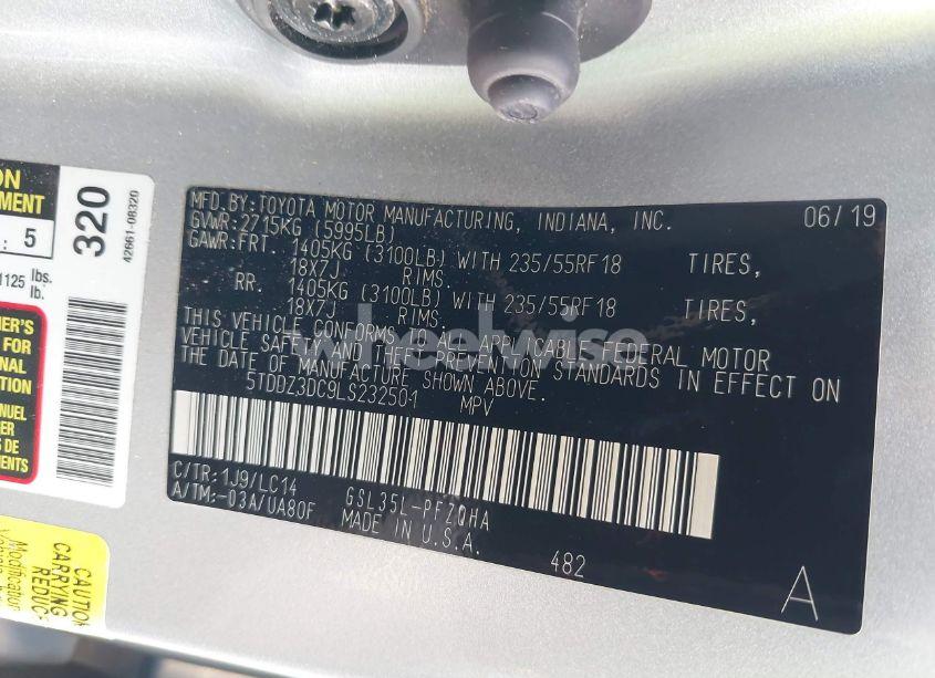 Photo 9 of 2020 Toyota Sienna XLE (VIN 5TDDZ3DC9LS232501)