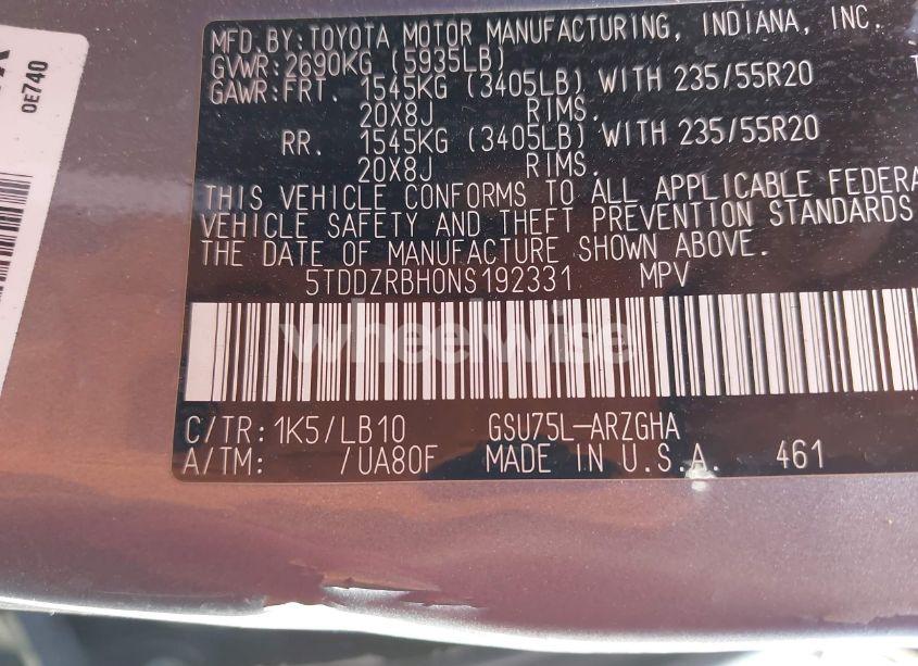 Photo 9 of 2022 Toyota Highlander LIMITED (VIN 5TDDZRBH0NS192331)