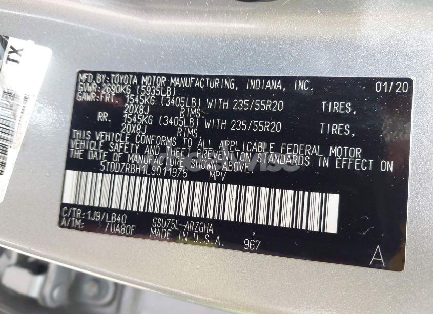 Photo 9 of 2020 Toyota Highlander LIMITED (VIN 5TDDZRBH1LS011976)