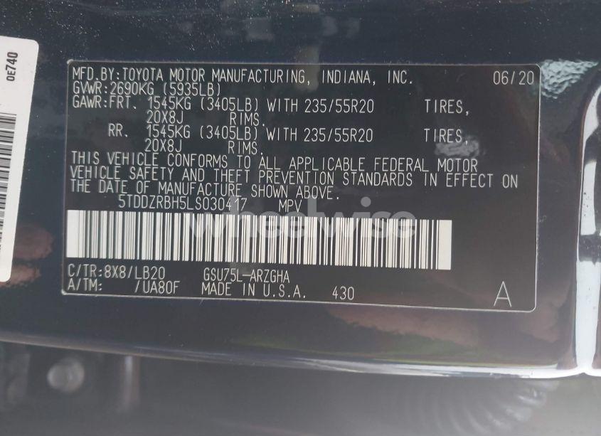 Photo 9 of 2020 Toyota Highlander LIMITED (VIN 5TDDZRBH5LS030417)