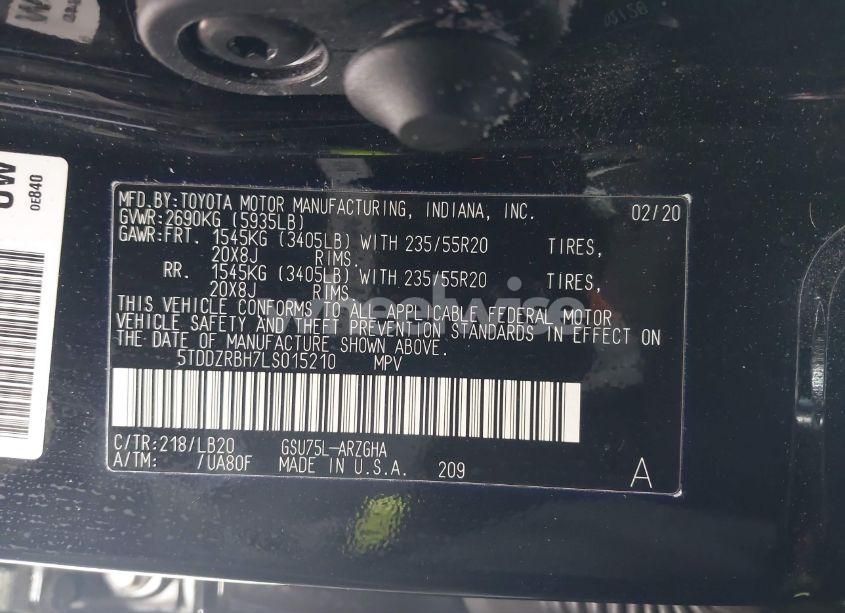 Photo 9 of 2020 Toyota Highlander LIMITED (VIN 5TDDZRBH7LS015210)