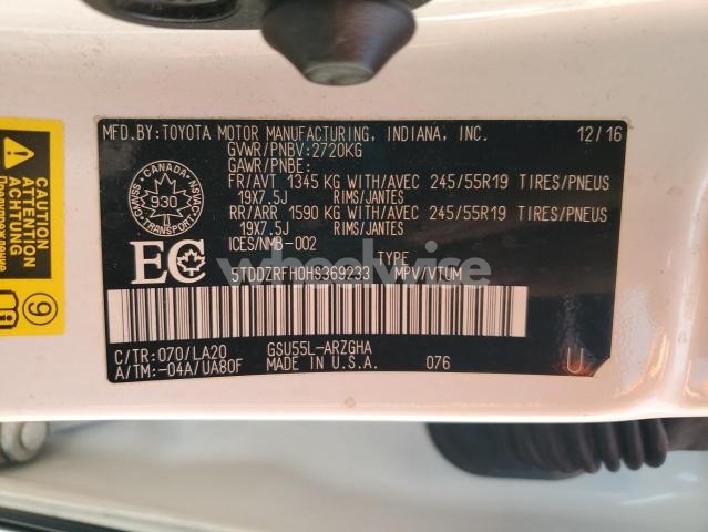 Photo 12 of 2017 TOYOTA HIGHLANDER LIMITED (VIN 5TDDZRFH0HS369233)