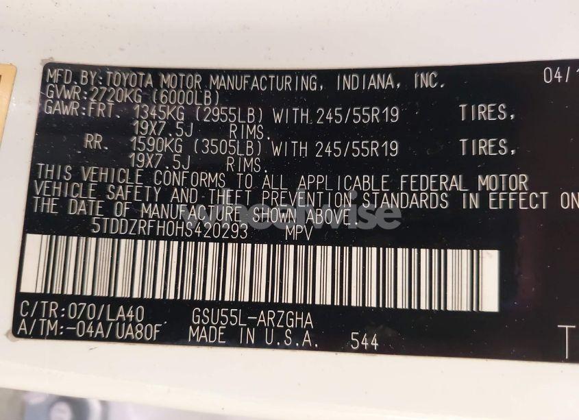 Photo 9 of 2017 Toyota Highlander LIMITED (VIN 5TDDZRFH0HS420293)