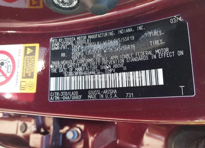 Photo 9 of 2018 Toyota Highlander LIMITED (VIN 5TDDZRFH0JS848810)