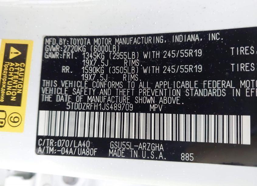 Photo 9 of 2018 Toyota Highlander LIMITED PLATINUM (VIN 5TDDZRFH1JS489709)