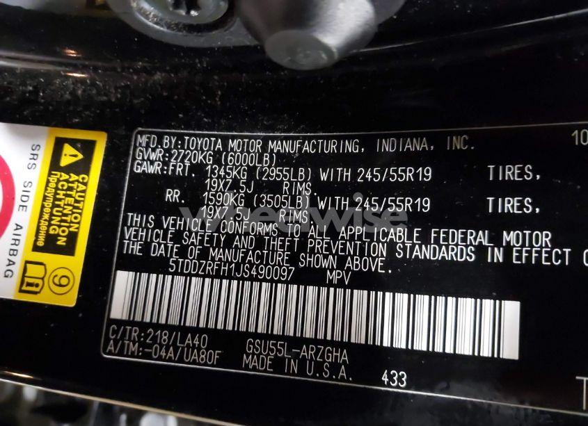 Photo 9 of 2018 Toyota Highlander LIMITED PLATINUM (VIN 5TDDZRFH1JS490097)