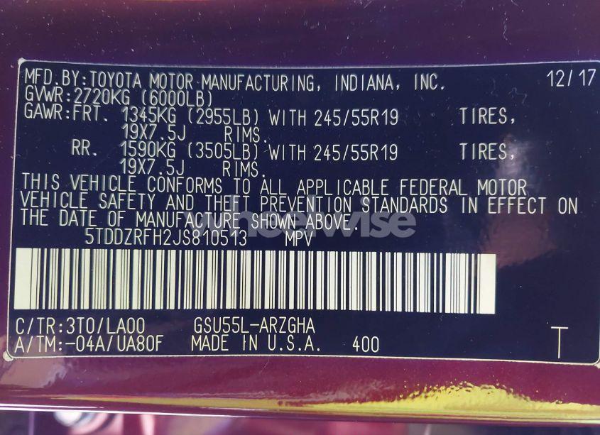 Photo 9 of 2018 Toyota Highlander LIMITED (VIN 5TDDZRFH2JS810513)