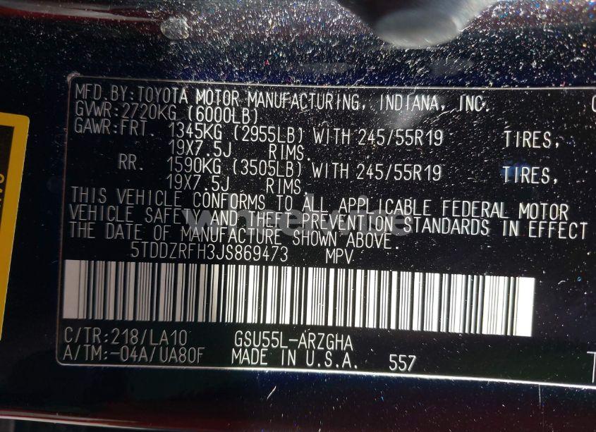 Photo 9 of 2018 Toyota Highlander LIMITED (VIN 5TDDZRFH3JS869473)