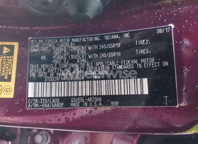 Photo 9 of 2017 Toyota Highlander LIMITED (VIN 5TDDZRFH4HS468864)