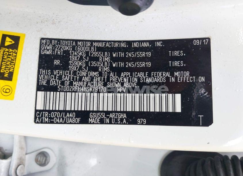 Photo 9 of 2017 Toyota Highlander LIMITED (VIN 5TDDZRFH4HS479170)