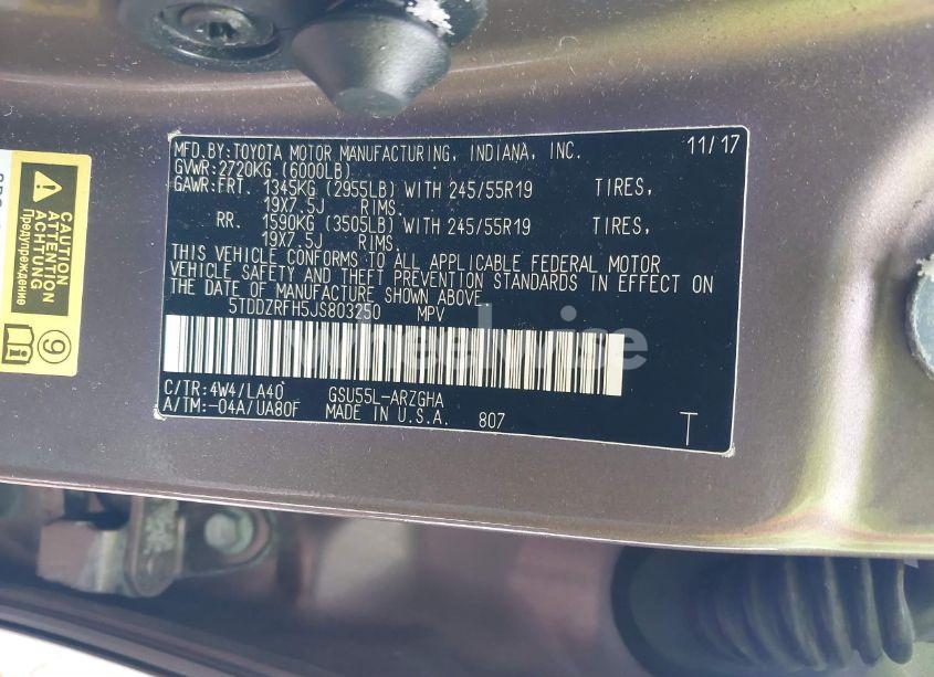 Photo 9 of 2018 Toyota Highlander LIMITED (VIN 5TDDZRFH5JS803250)