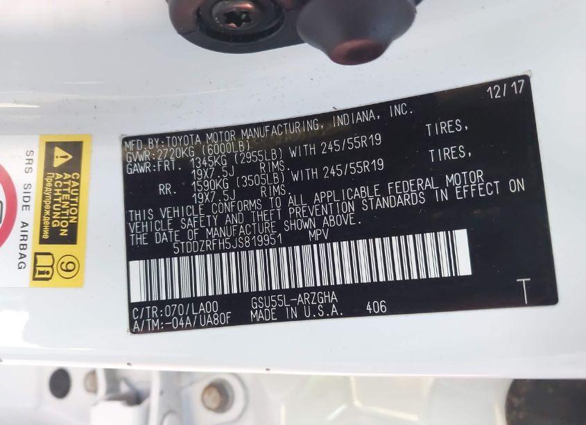 Photo 9 of 2018 Toyota Highlander LIMITED (VIN 5TDDZRFH5JS819951)