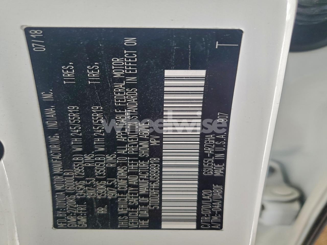 Photo 13 of 2018 TOYOTA HIGHLANDER LIMITED (VIN 5TDDZRFH6JS898918)