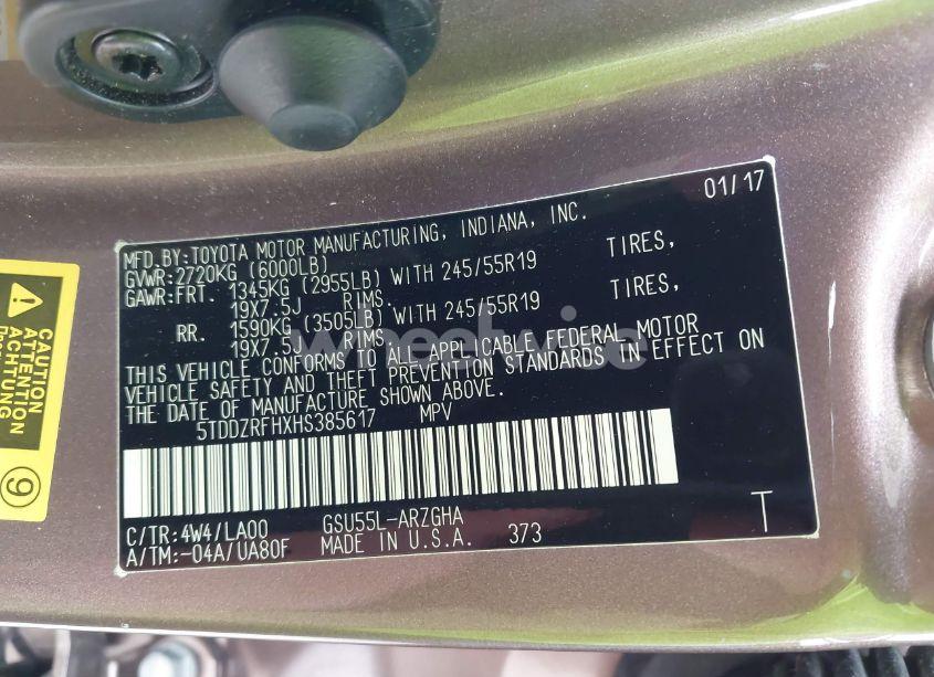 Photo 9 of 2017 Toyota Highlander LIMITED (VIN 5TDDZRFHXHS385617)