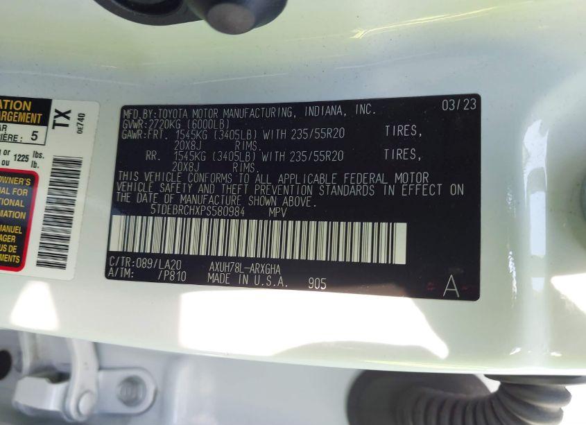 Photo 9 of 2023 Toyota Highlander HYBRID PLATINUM (VIN 5TDEBRCHXPS580984)