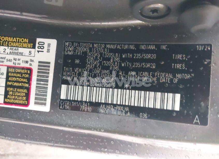 Photo 9 of 2024 Toyota Sienna PLATINUM (VIN 5TDERKEC8RS225075)