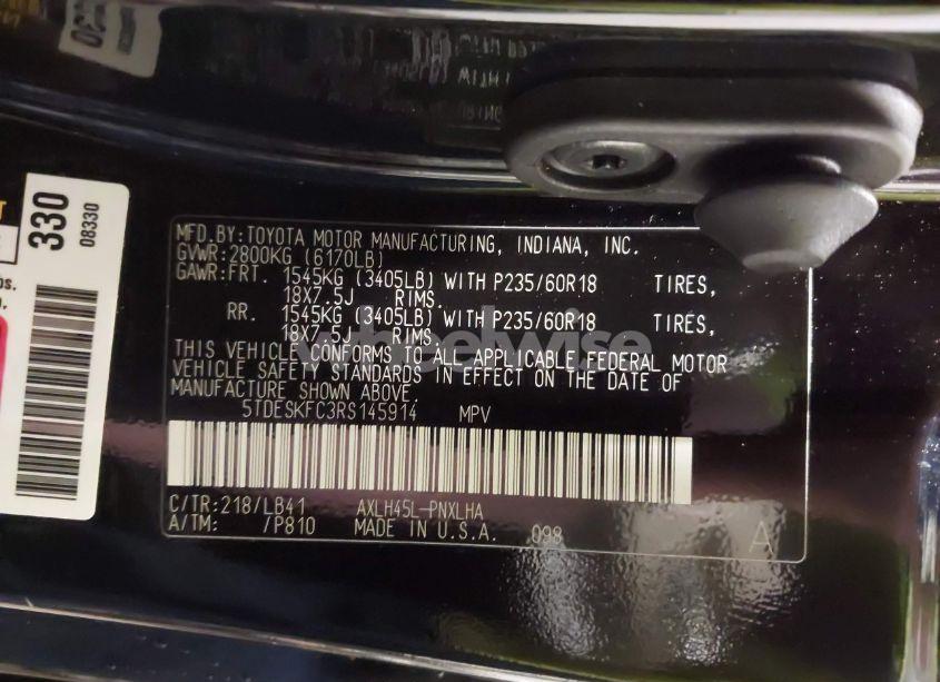 Photo 9 of 2024 Toyota Sienna PLATINUM (VIN 5TDESKFC3RS145914)