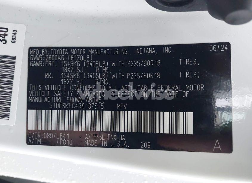 Photo 9 of 2024 Toyota Sienna PLATINUM (VIN 5TDESKFC4RS137515)