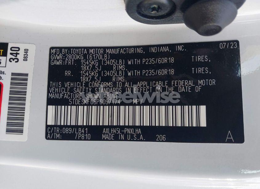 Photo 9 of 2023 Toyota Sienna PLATINUM (VIN 5TDESKFC5PS097474)