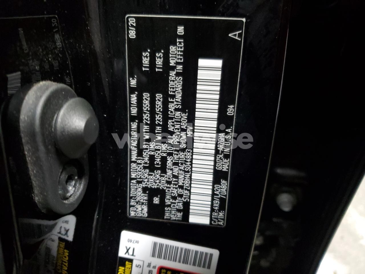 Photo 13 of 2020 TOYOTA HIGHLANDER PLATINUM (VIN 5TDFZRBH4LS044883)