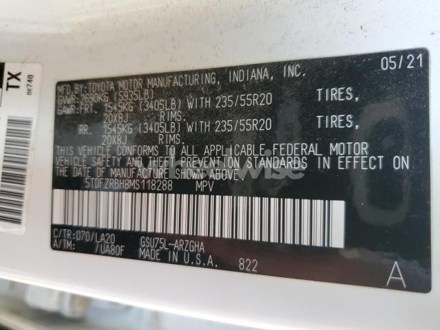 Photo 13 of 2021 TOYOTA HIGHLANDER PLATINUM (VIN 5TDFZRBH8MS118288)