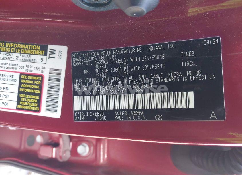 Photo 9 of 2021 Toyota Highlander HYBRID XLE (VIN 5TDGBRCH7MS064408)