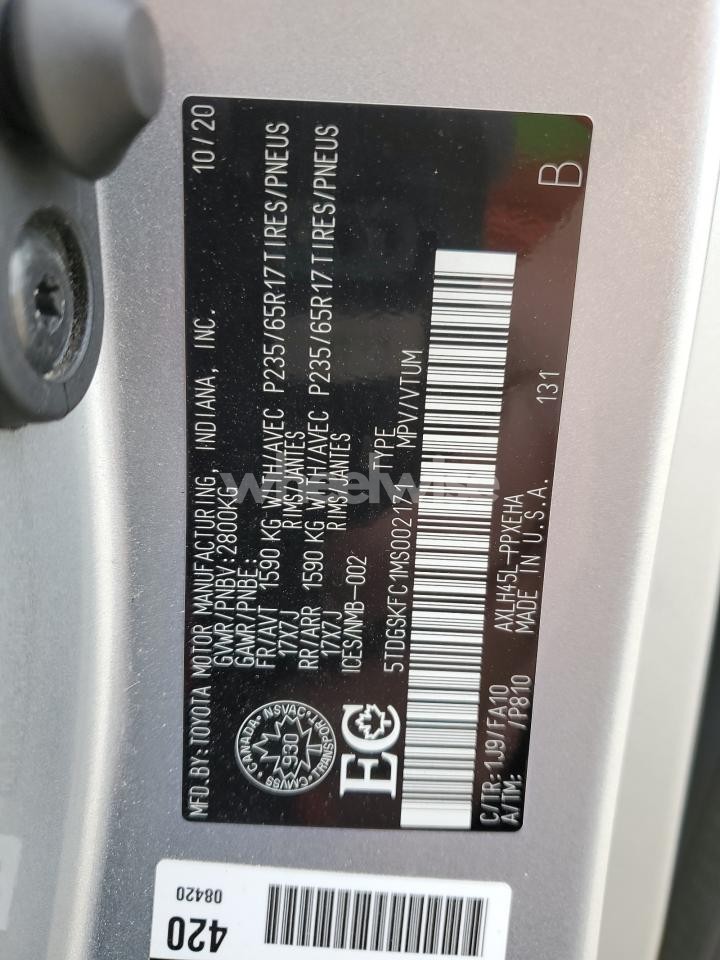 Photo 13 of 2021 TOYOTA SIENNA LE (VIN 5TDGSKFC1MS002171)