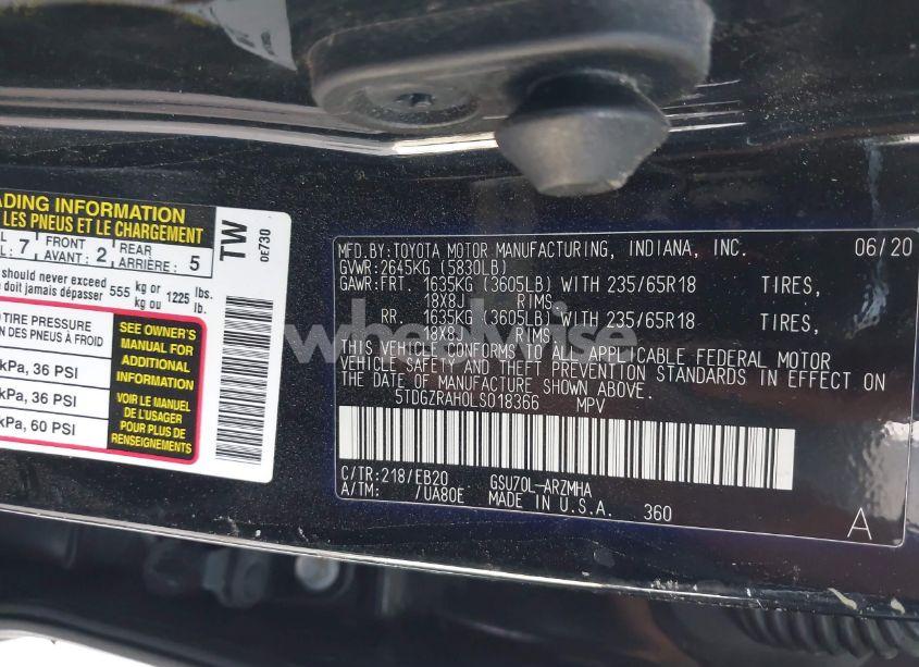 Photo 9 of 2020 Toyota Highlander XLE (VIN 5TDGZRAH0LS018366)