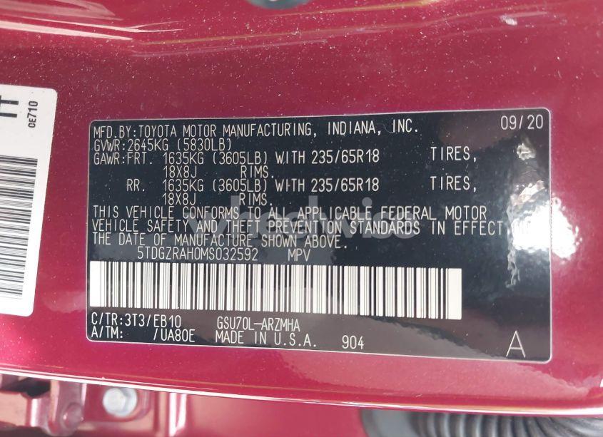 Photo 9 of 2021 Toyota Highlander (VIN 5TDGZRAH0MS032592)