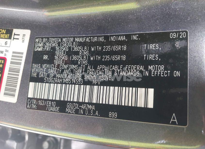 Photo 9 of 2021 Toyota Highlander XLE (VIN 5TDGZRAH1MS514553)