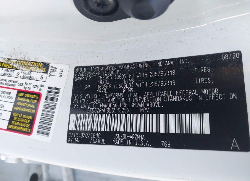 Photo 9 of 2020 Toyota Highlander XLE (VIN 5TDGZRAH8LS513253)