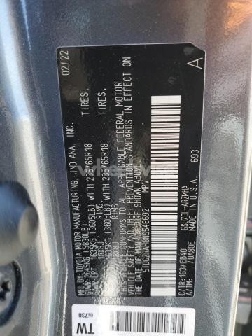 Photo 12 of 2022 TOYOTA HIGHLANDER XLE (VIN 5TDGZRAH8NS546692)