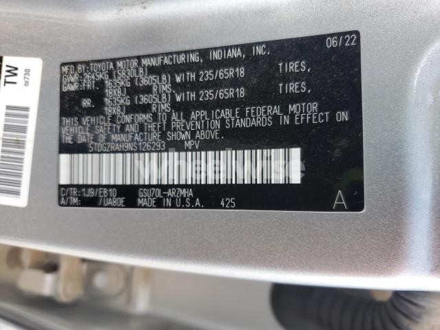 Photo 15 of 2022 TOYOTA HIGHLANDER XLE (VIN 5TDGZRAH9NS126293)