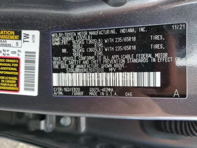 Photo 9 of 2022 TOYOTA HIGHLANDER XLE (VIN 5TDGZRBH0NS169760)